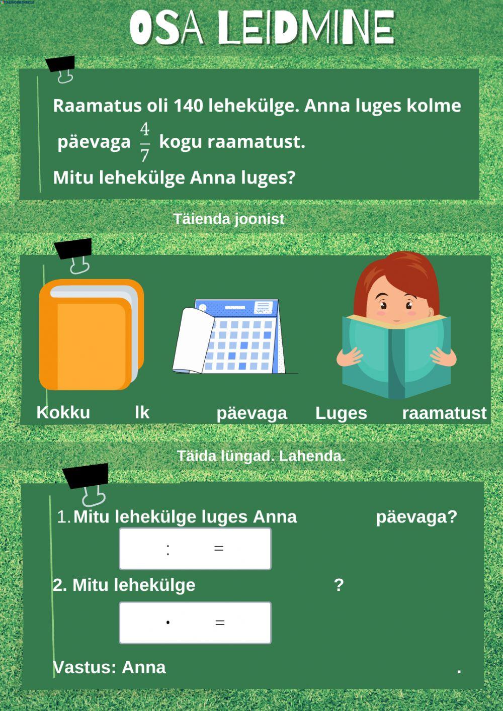 Osa leidmine-tekstülesanne