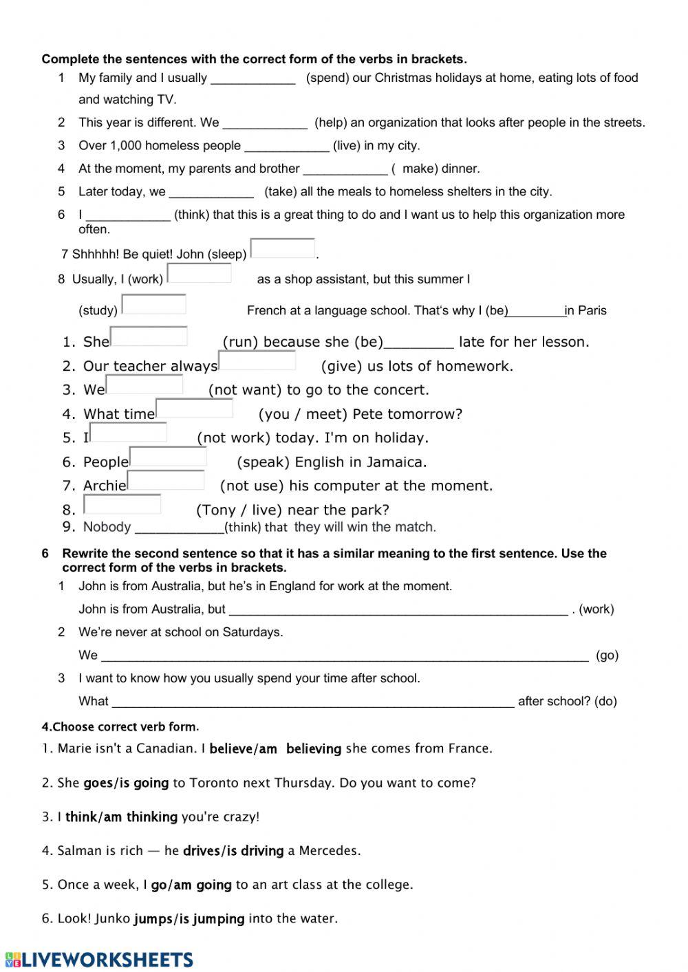 Present Simple vs Present Continuous