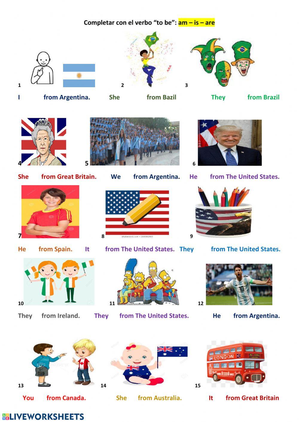 Verb to be and Countries