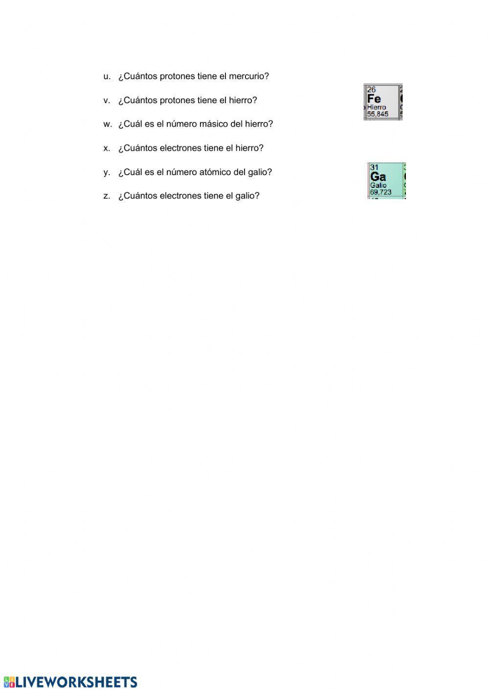 Número atómico y másico