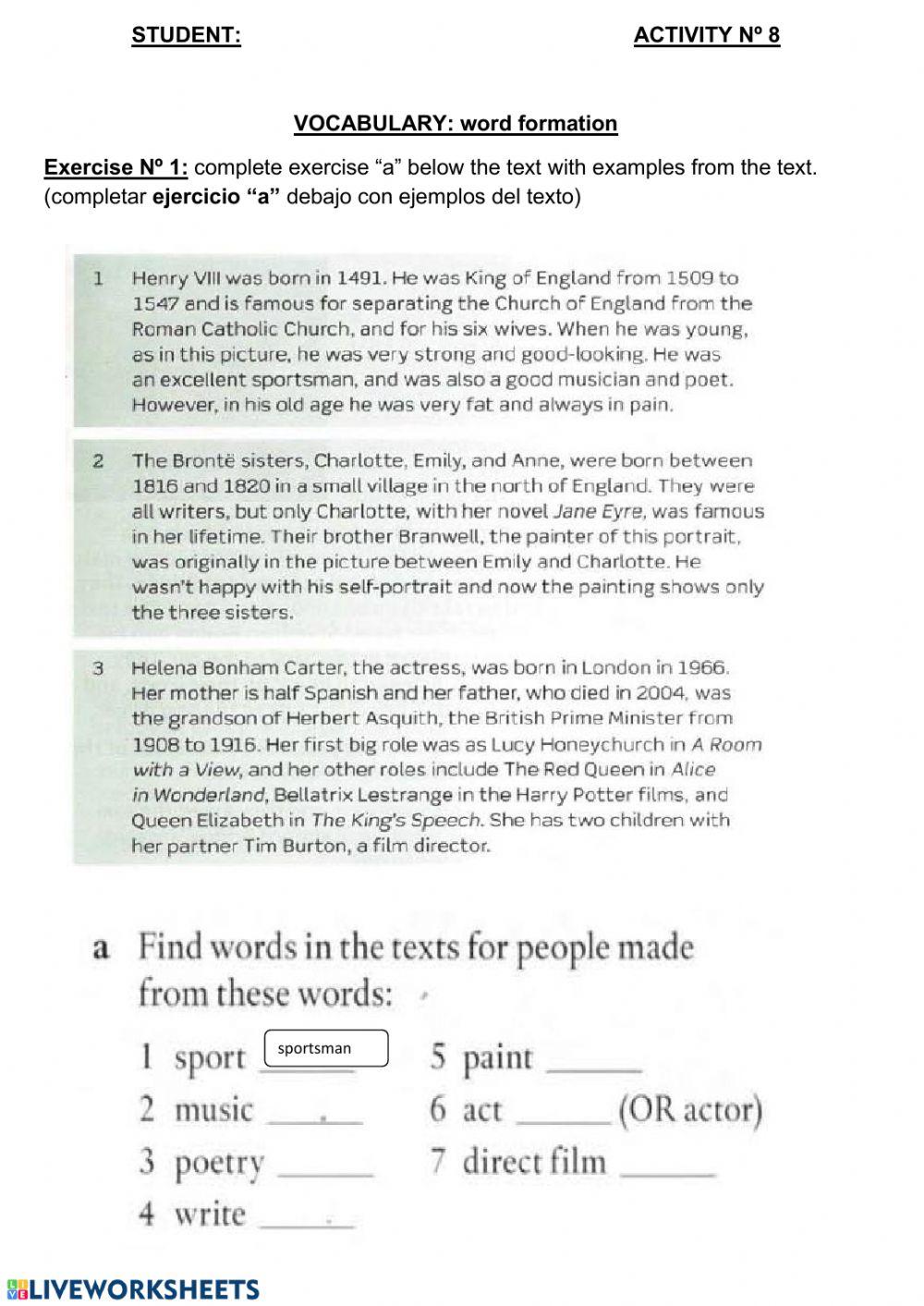 Word building worksheet Live Worksheets