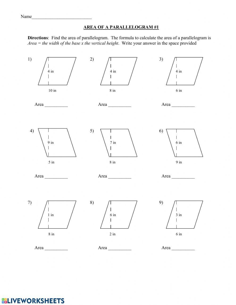 Area of Parallelograms