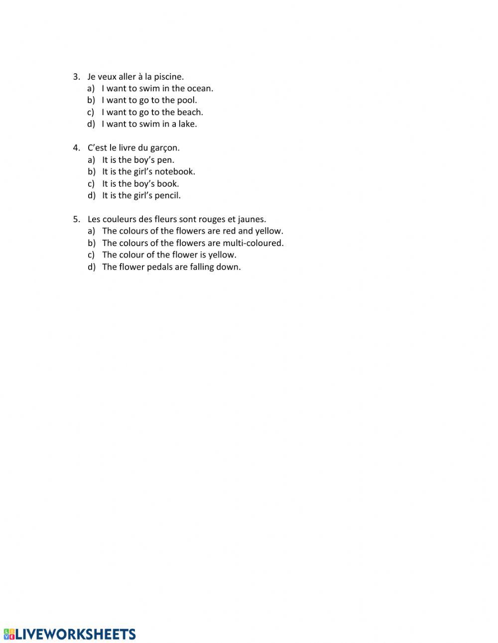 Prépositions À et De Quiz