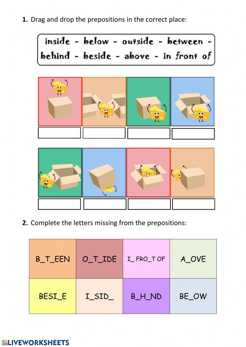 Prepositions of Place exercise for Primary Live Worksheets