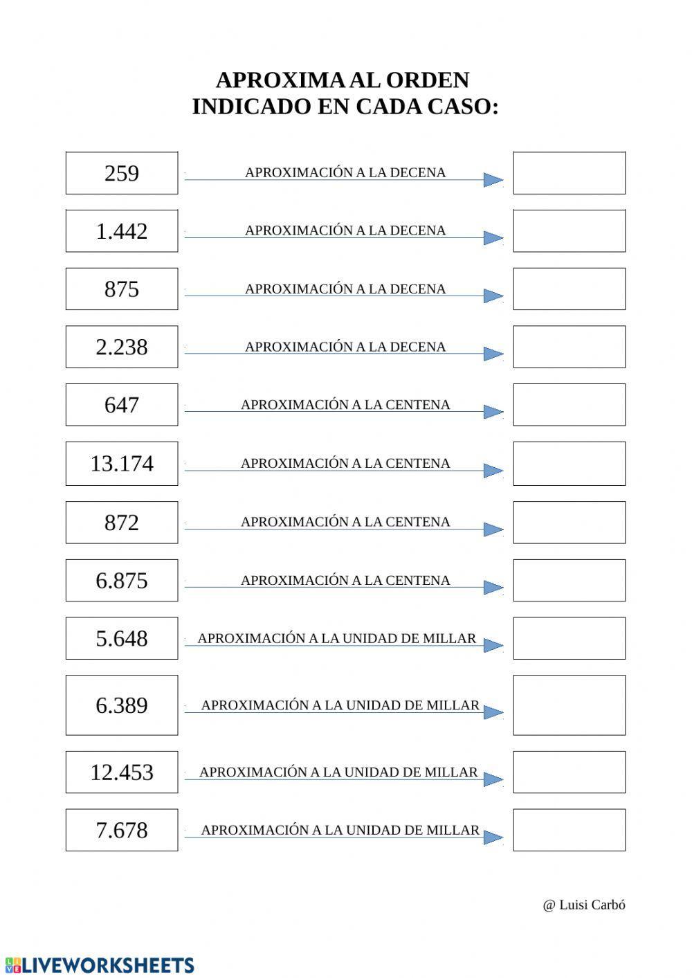 Aproximaciones decena, centena y unidad de millar Aproximaciones decena, centena y unidad de millar