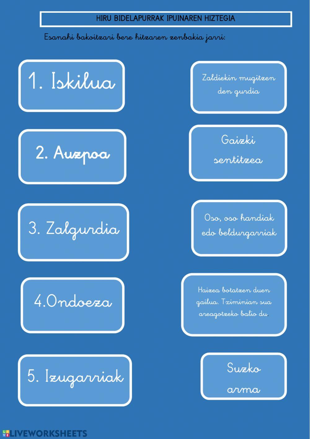 Hirulapurrak hiztegia