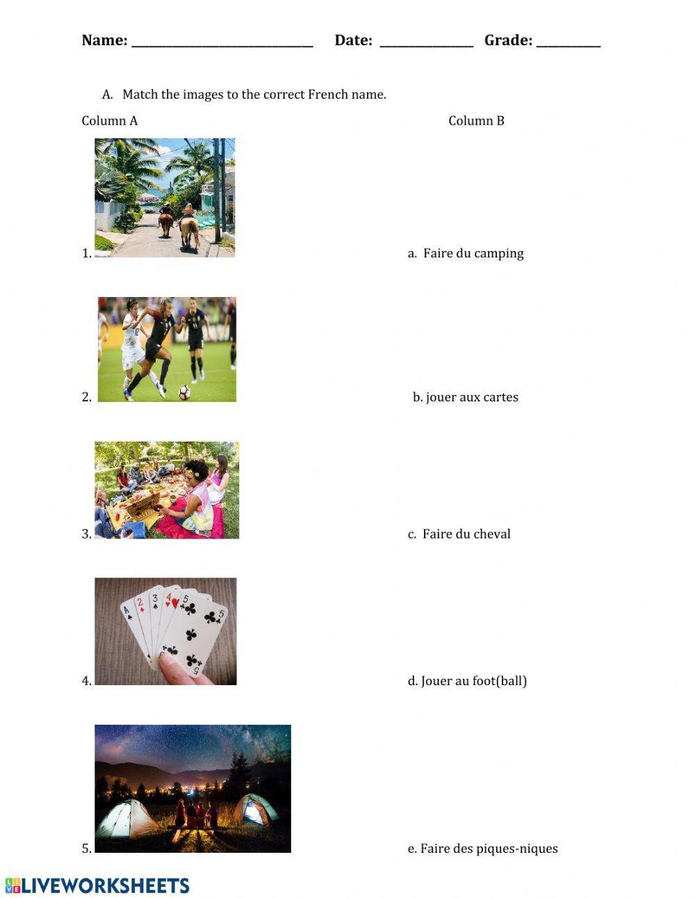 Aller + Infinitives and Holidays activities