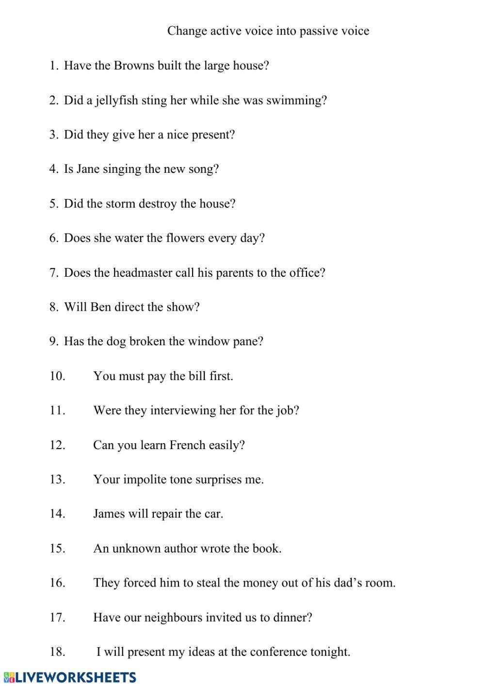 Passive Voice Questions and sentences