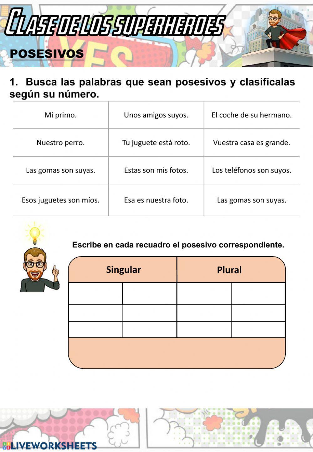 Los posesivos: número.