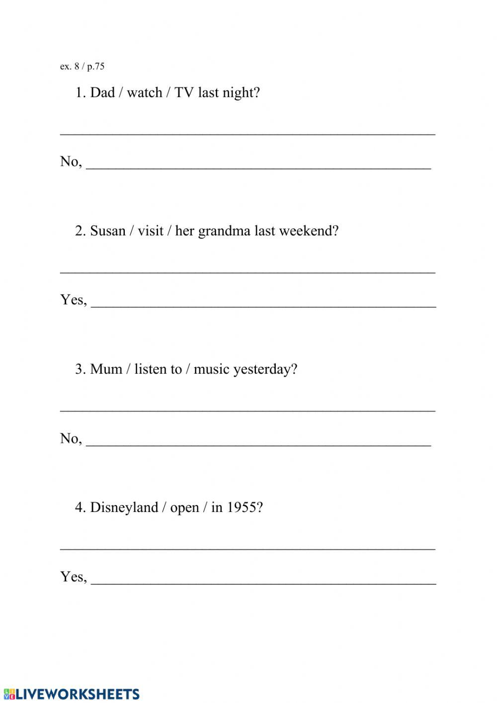 Past Simple - questions & short answers