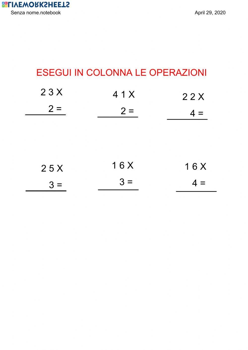 Moltiplicazioni semplici