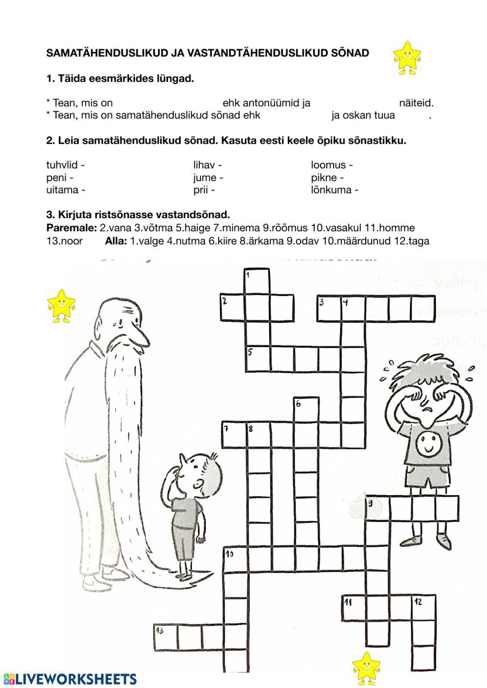 Sama- ja vastandtähenduslikud sõnad