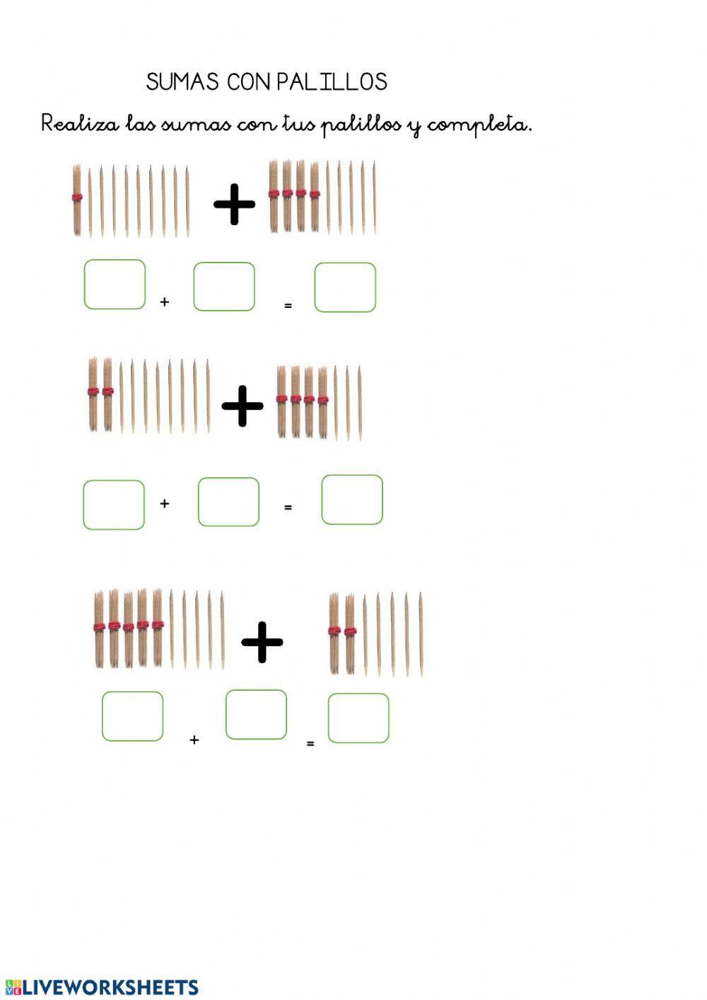 Sumas con palillos.