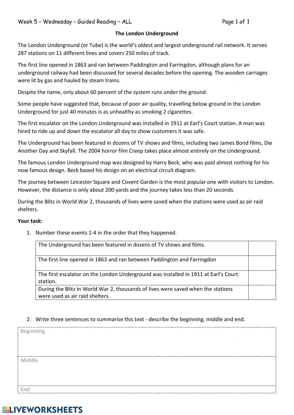 London Underground - Week 5 - Wednesday