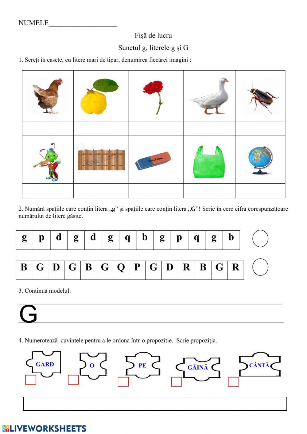 Sunetul și litera G