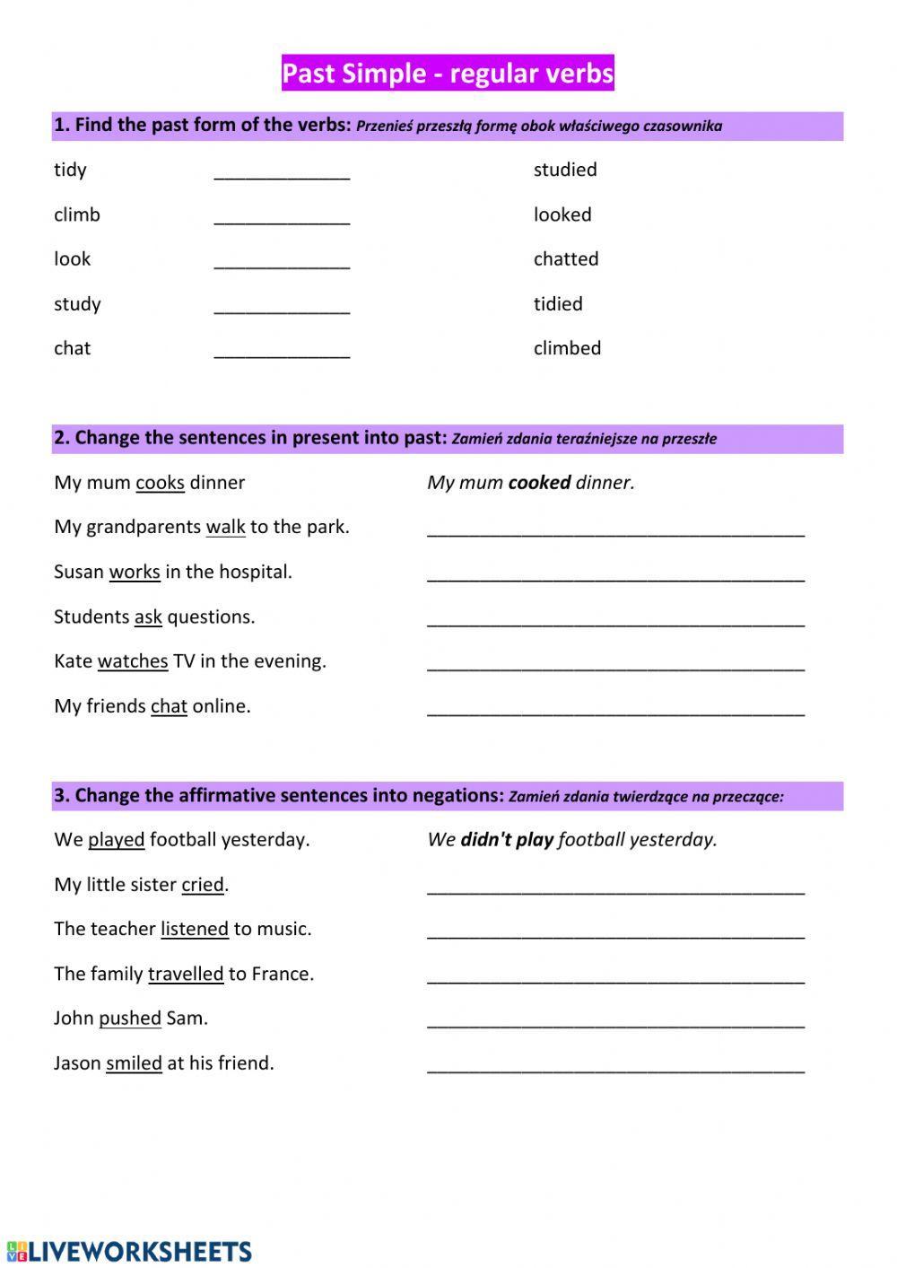 Past Simple regular verbs