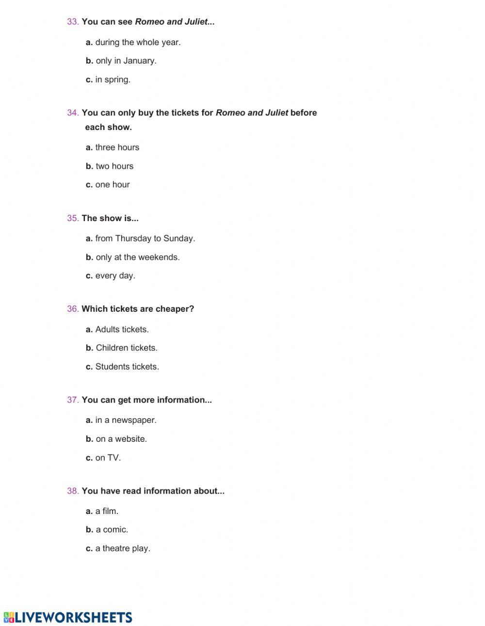 Reading comprehension