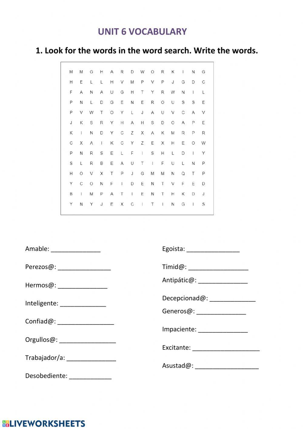 Vocabulary and irregular verbs
