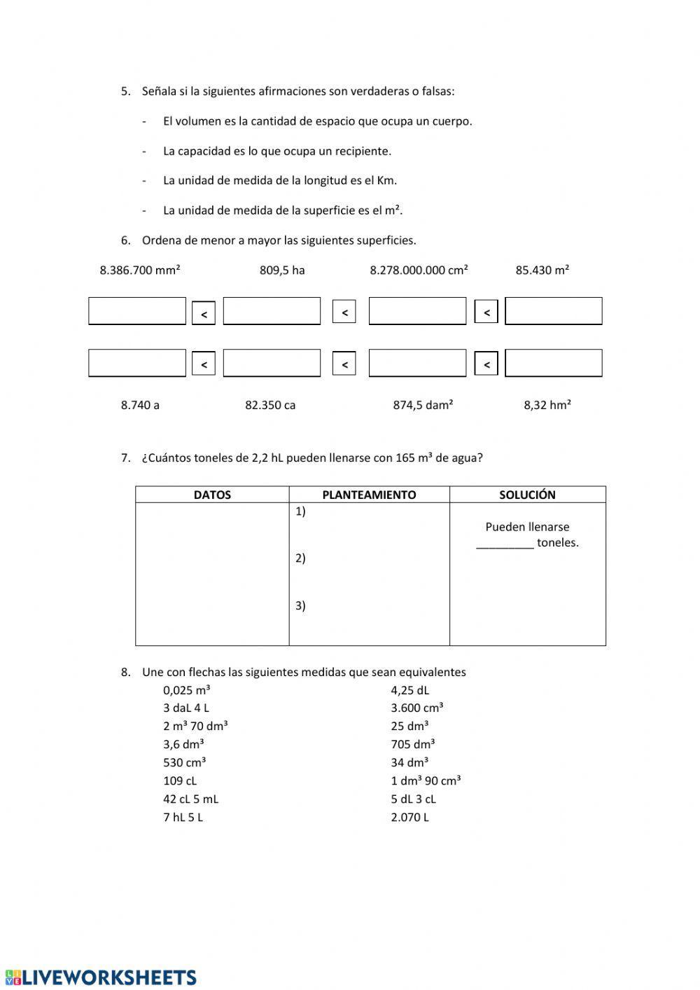 Cambios de unidades de medida