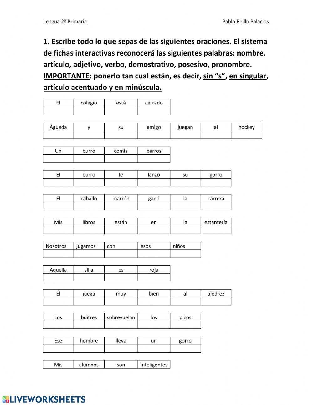 Repaso oraciones y tiempos verbales