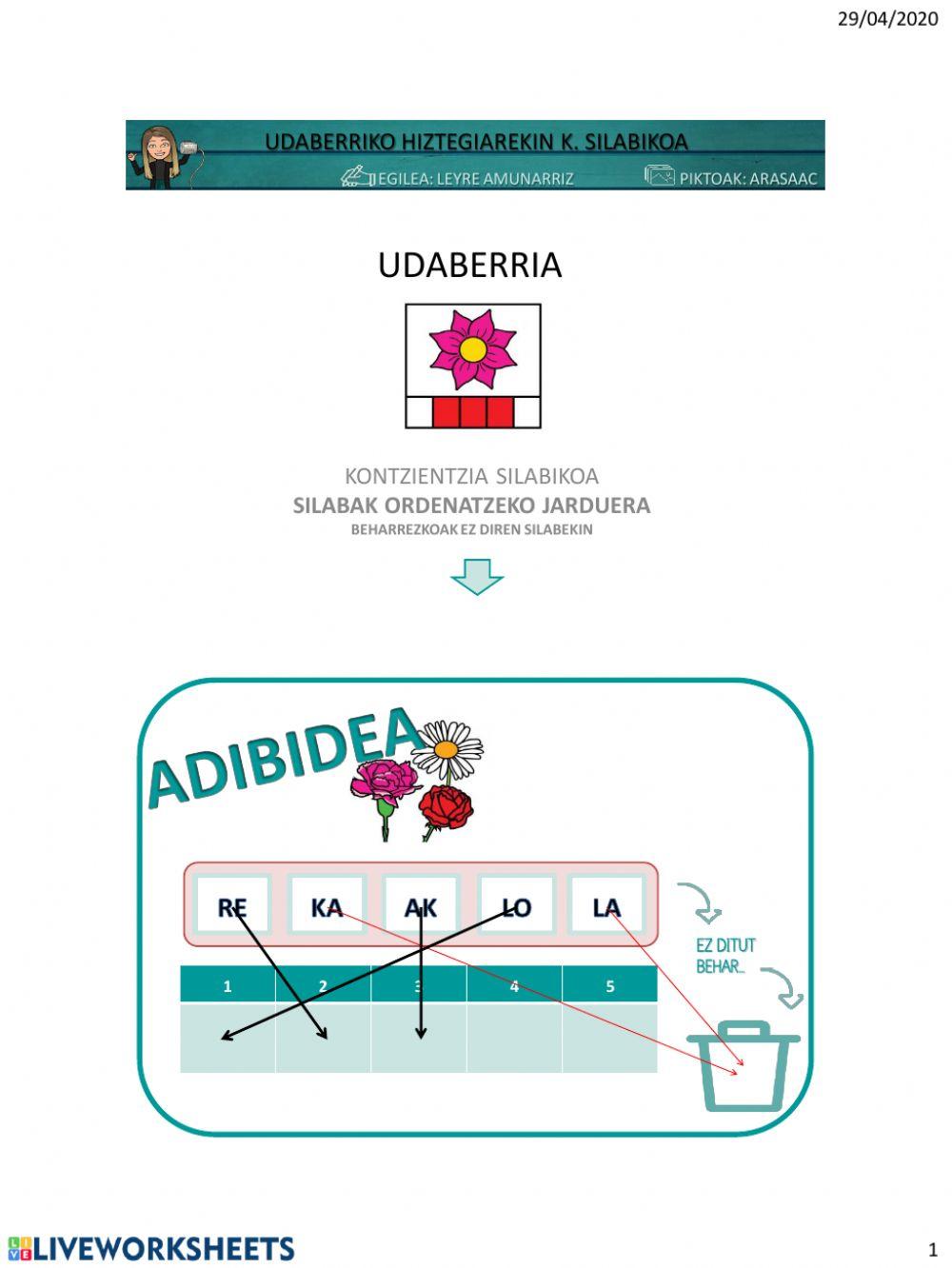 SILABAK ORDENATU (udaberriko hiztegia)