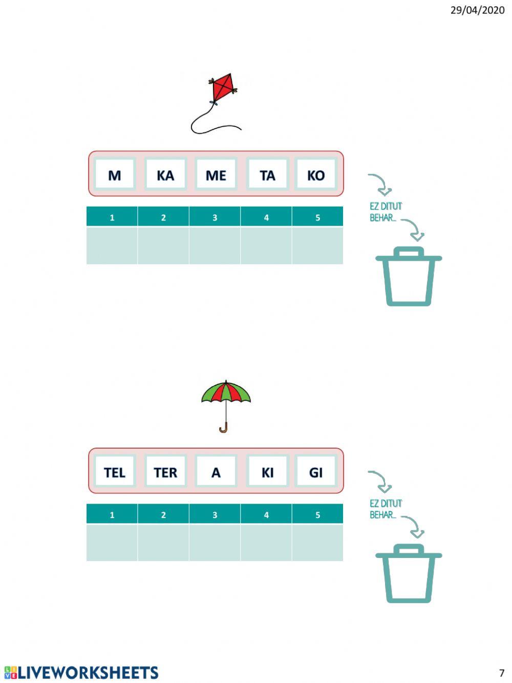 SILABAK ORDENATU (udaberriko hiztegia)
