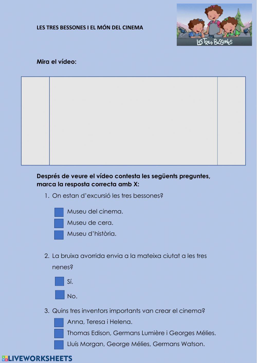 Comprensió oral: les tres bessones i el món del cinemal