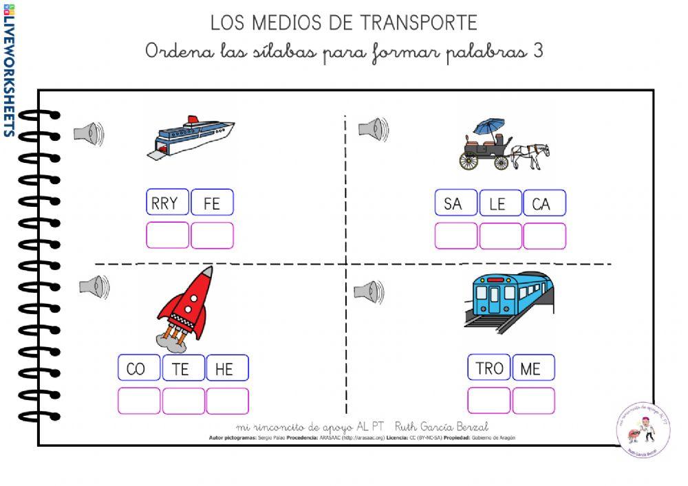 Los medios de transporte: ordena sílabas 3