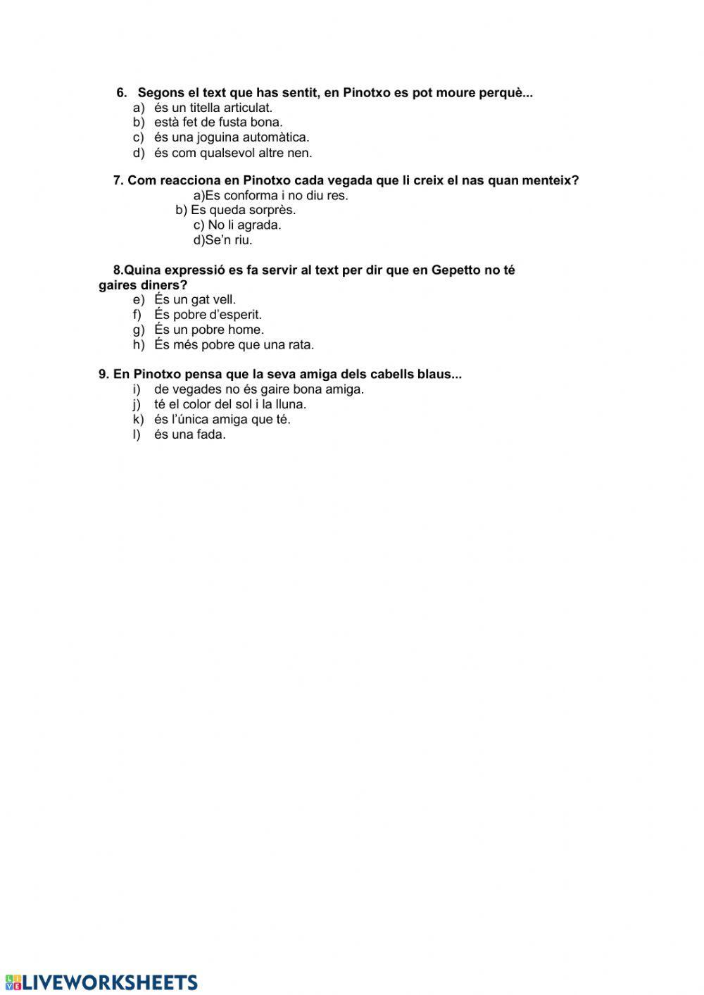 Comprensió oral Pinotxo