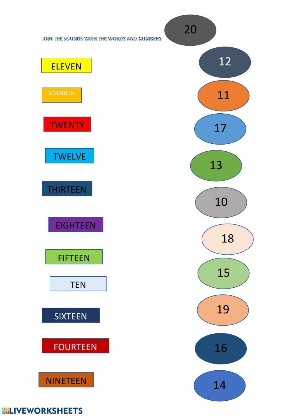 Numbers from 10 to 20