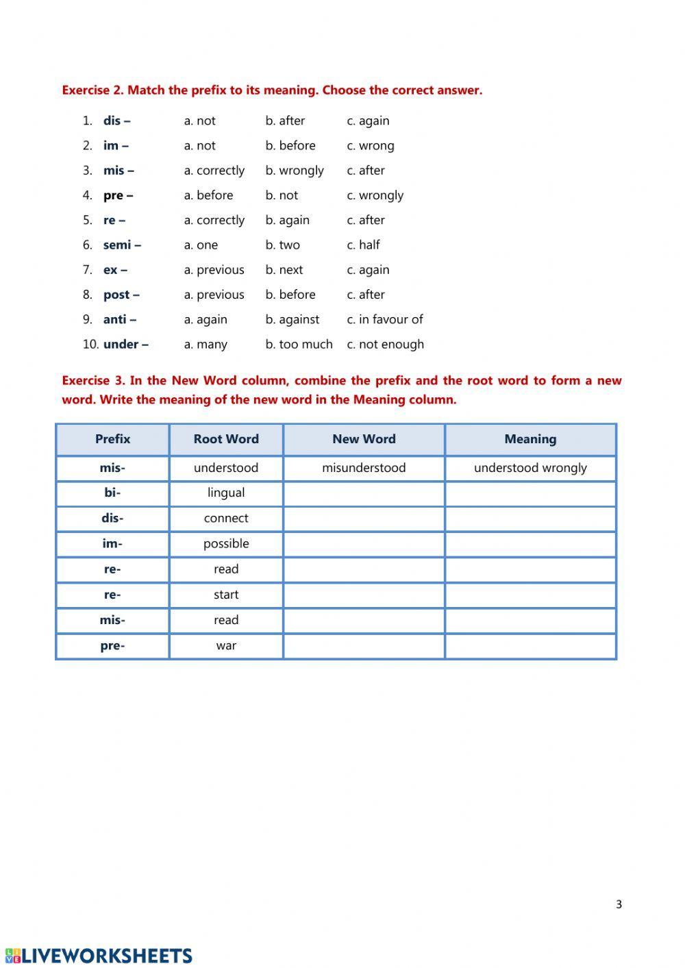 Word formation - prefixes 1 Word formation - prefixes 1