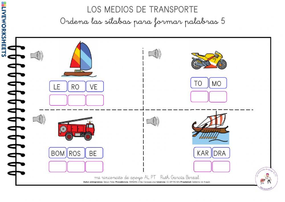 Los medios de transporte: ordena sílabas 5