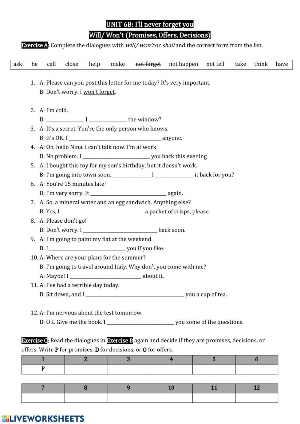 Will (Promise, Offer, Decision, Prediction