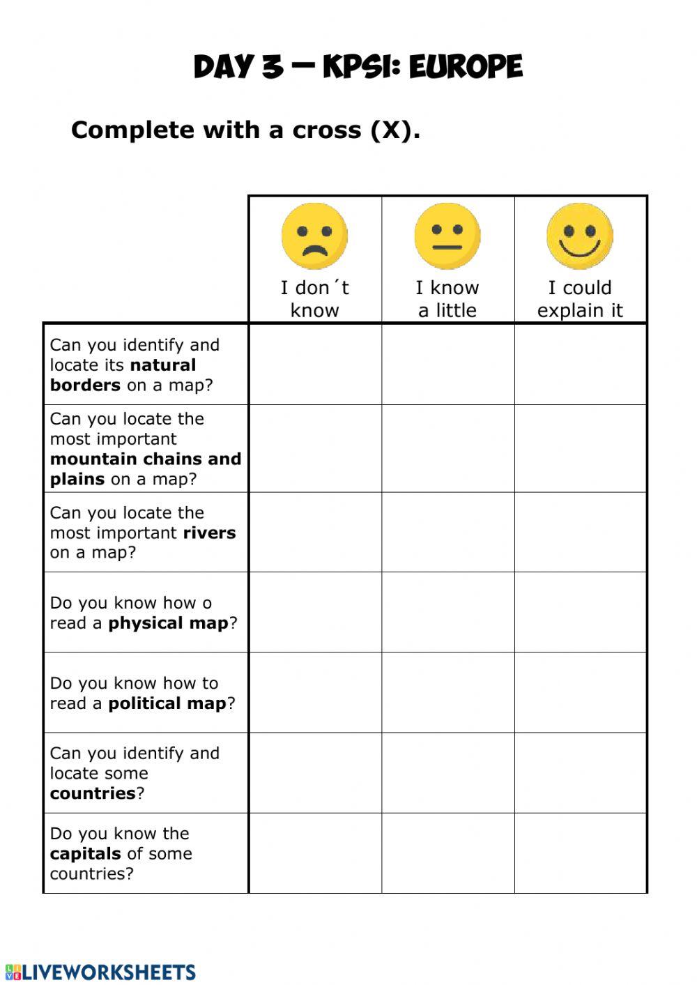 Europe self - assessment 3