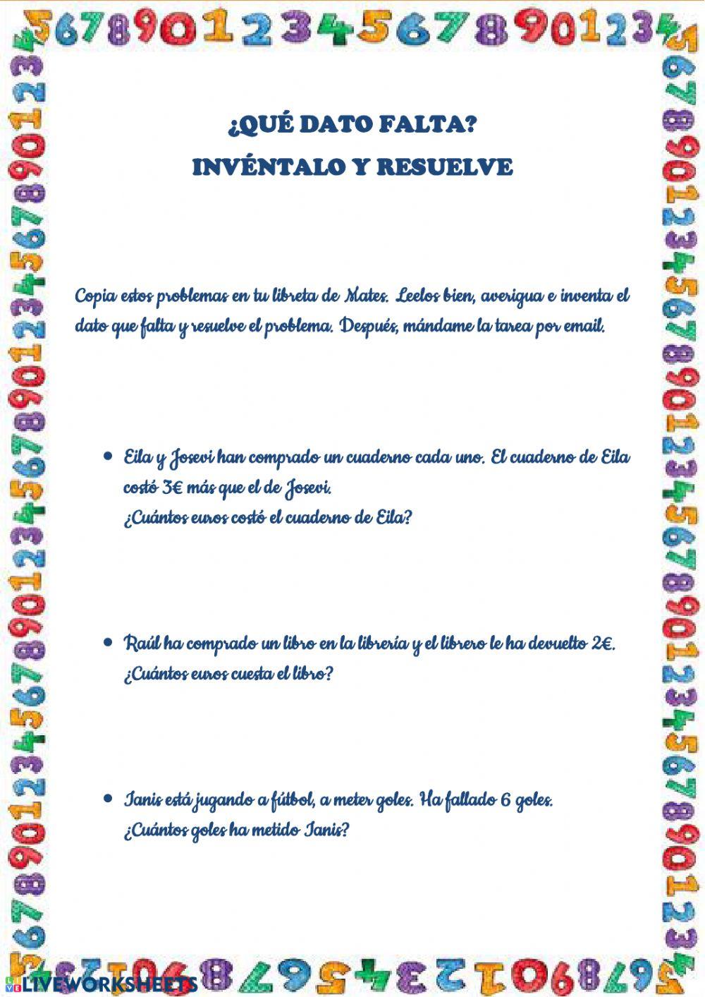 Averigua e inventa el dato y resuelve