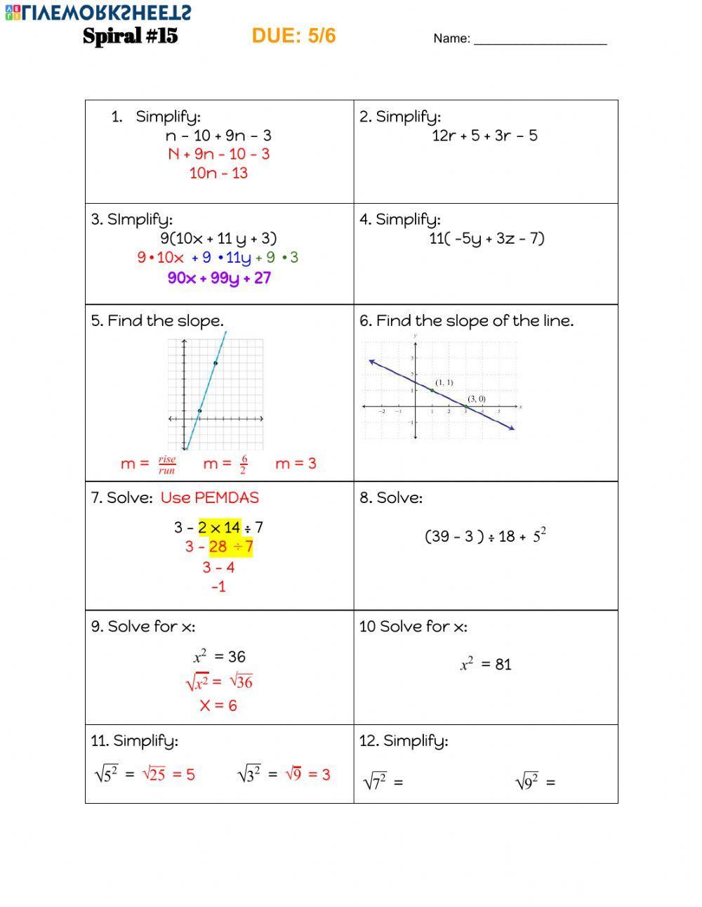 Spiral 15 worksheet | Live Worksheets
