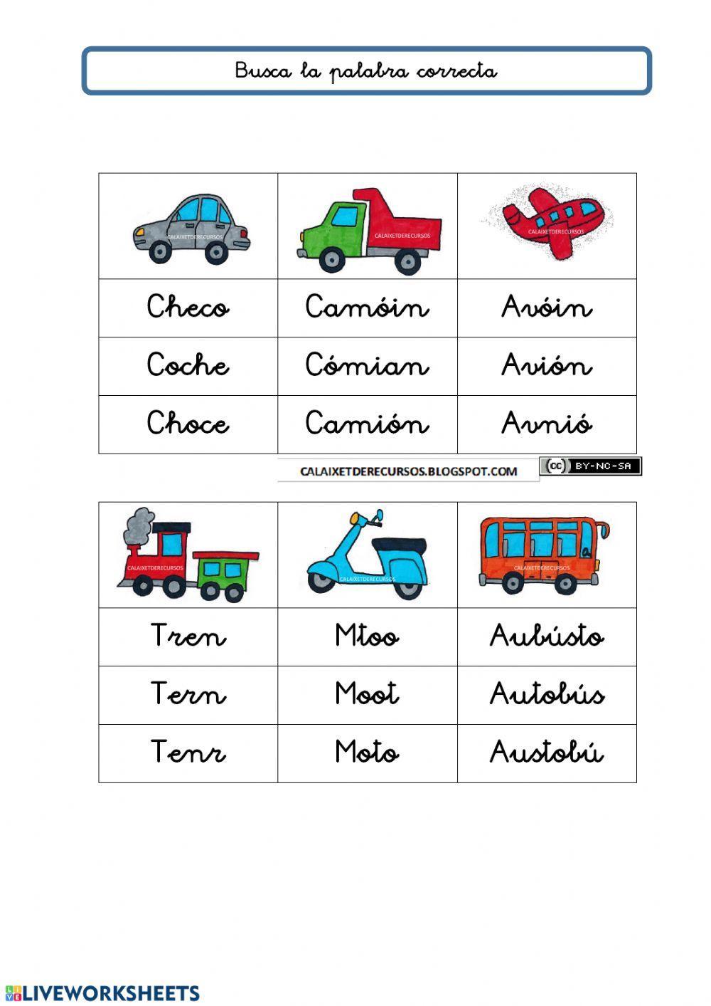 BUSCA LA PALABRA CORRECTA (VEHICULOS2)