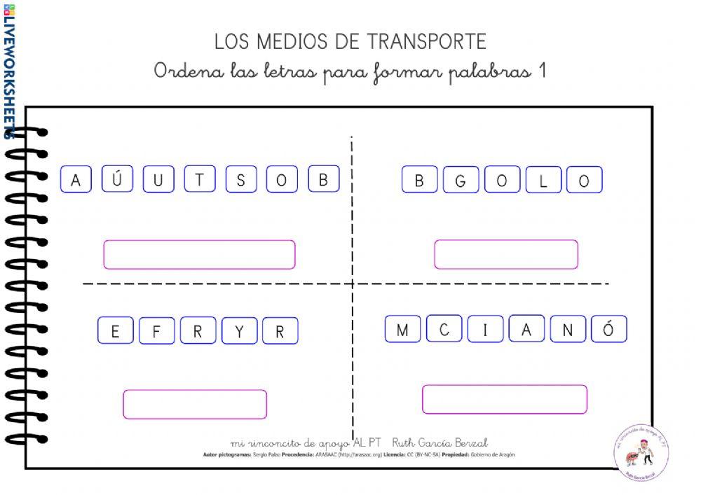 Los medios de transporte: ordena letras 1