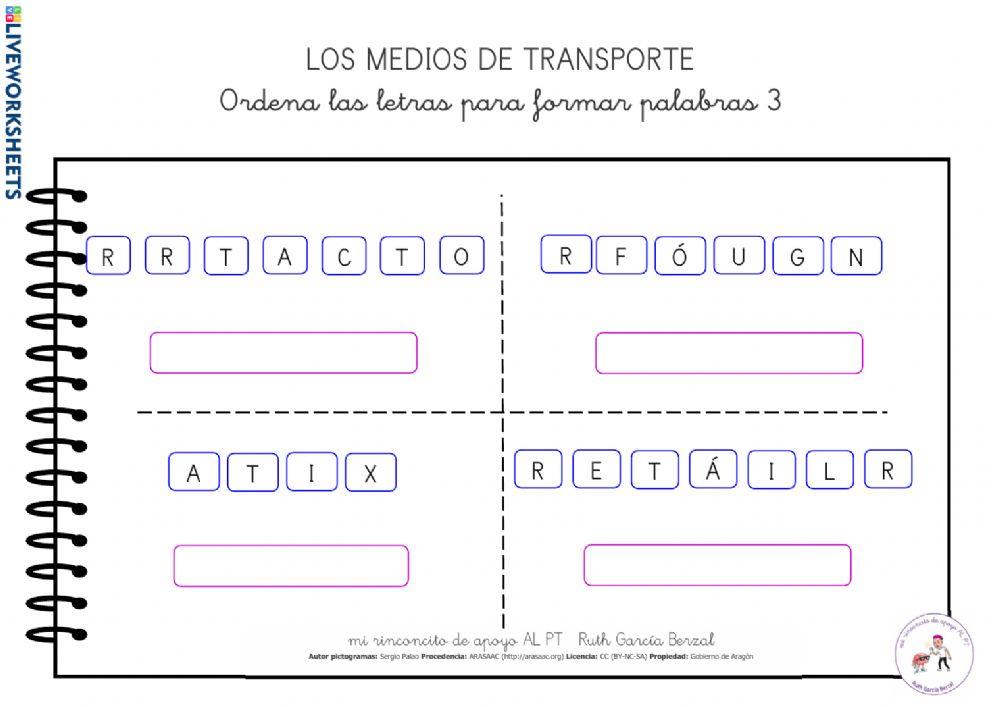 Los medios de transporte: ordena letras 3