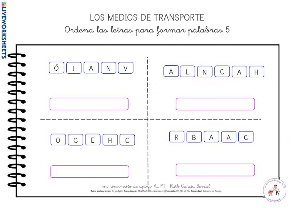 Los medios de transporte: ordena letras 5