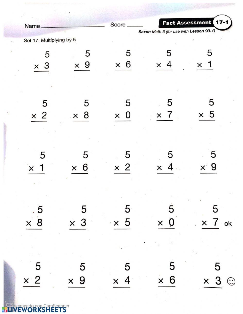 Saxon 90 worksheet Live Worksheets