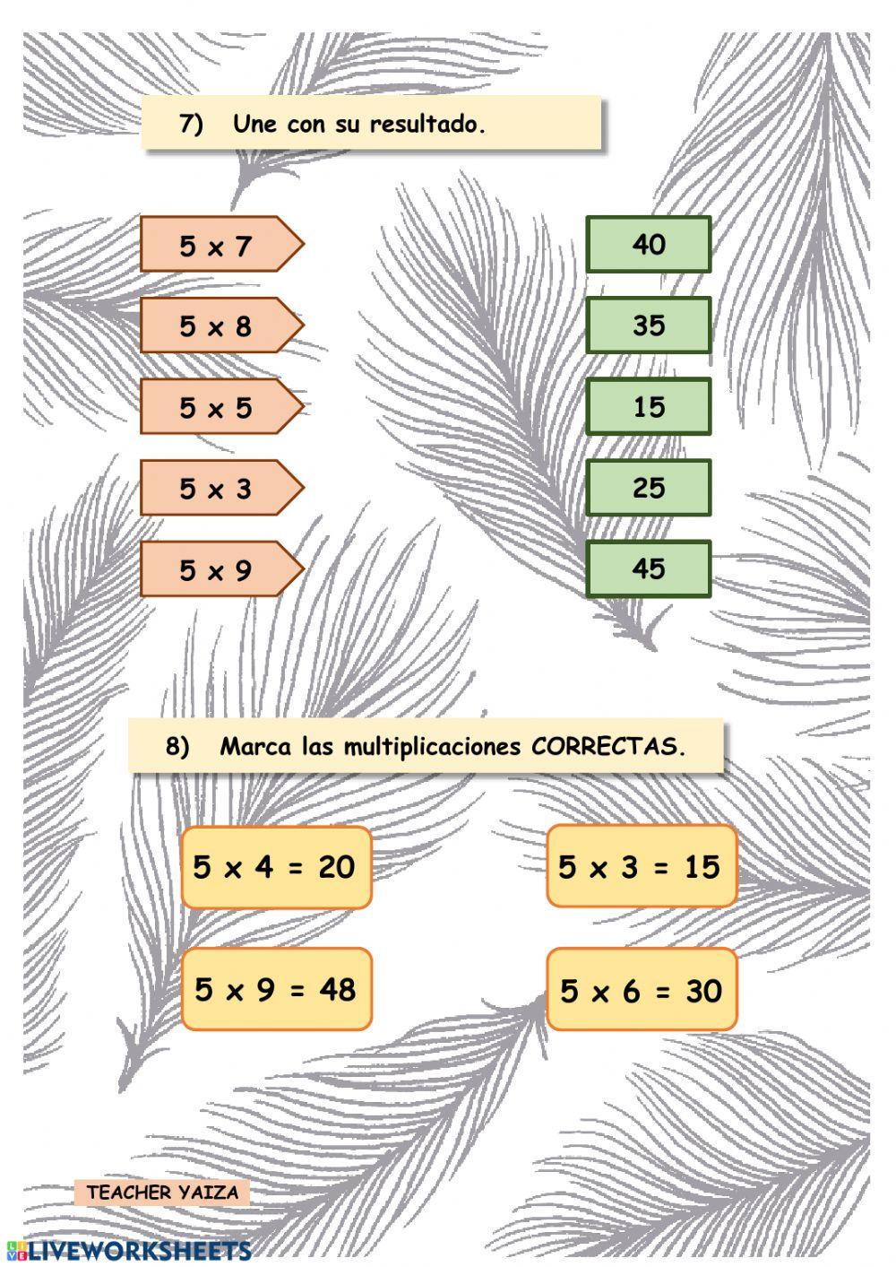 Tablas del 2 y del 5 Tablas del 2 y del 5