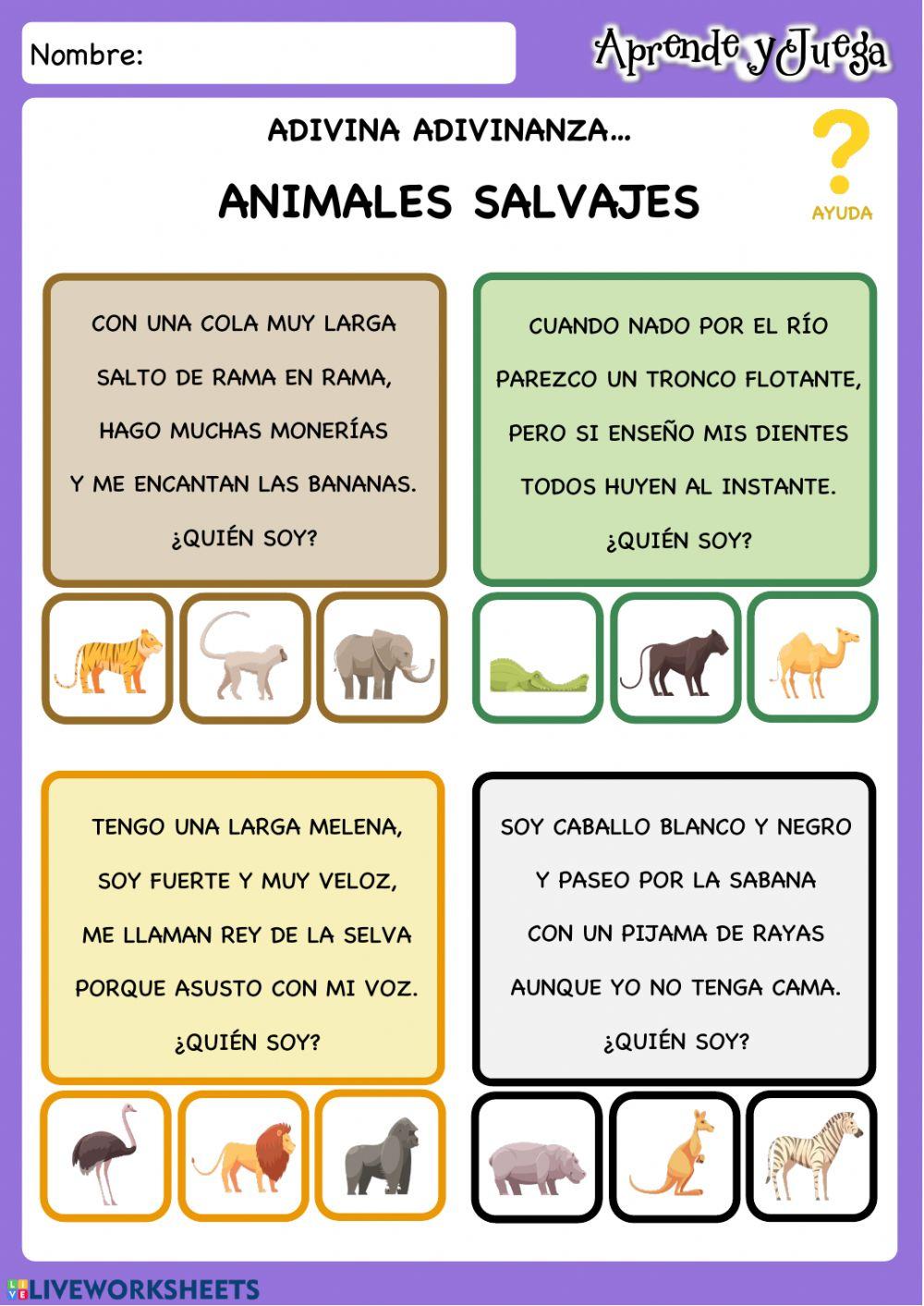 Adivinanzas Animales Sabana