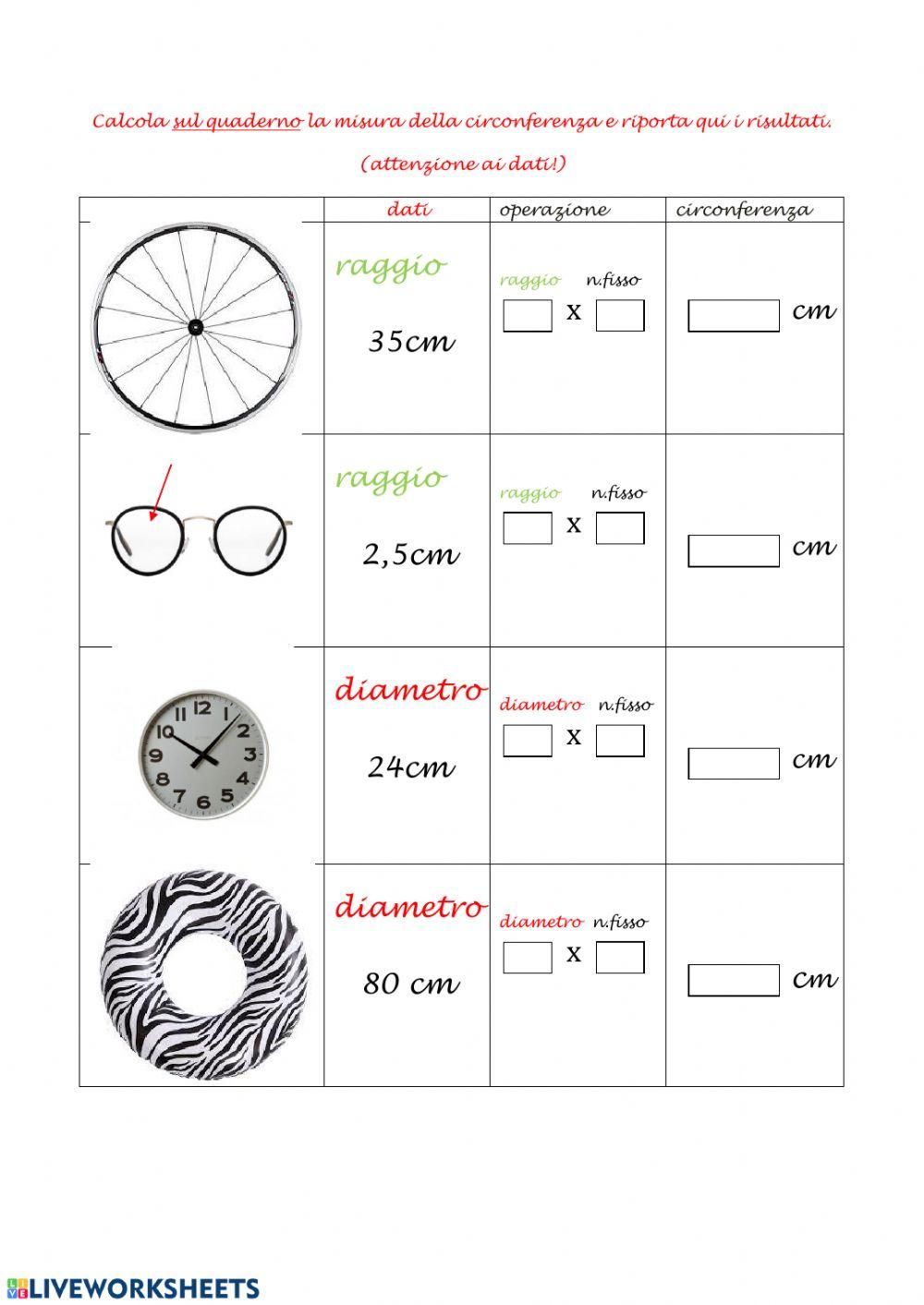 Calcola la circonferenza