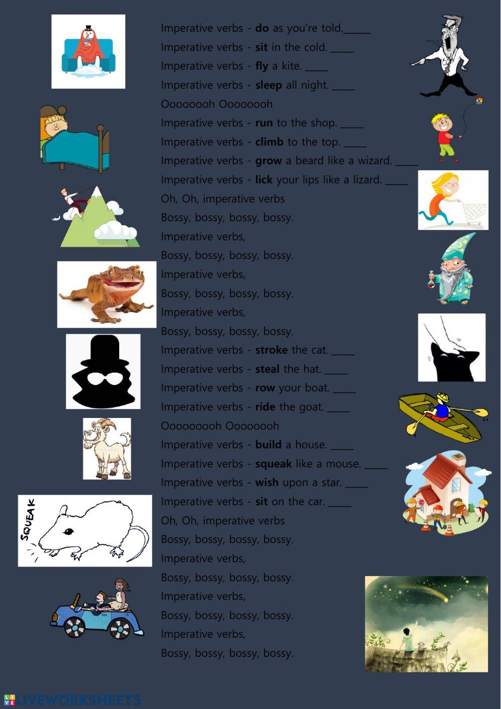 Imperative verbs song