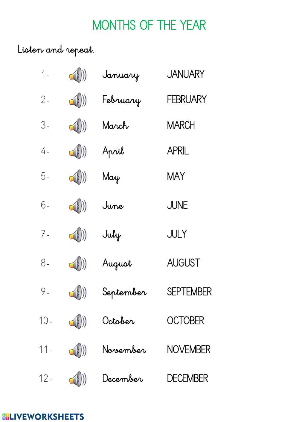 Months of the year 1