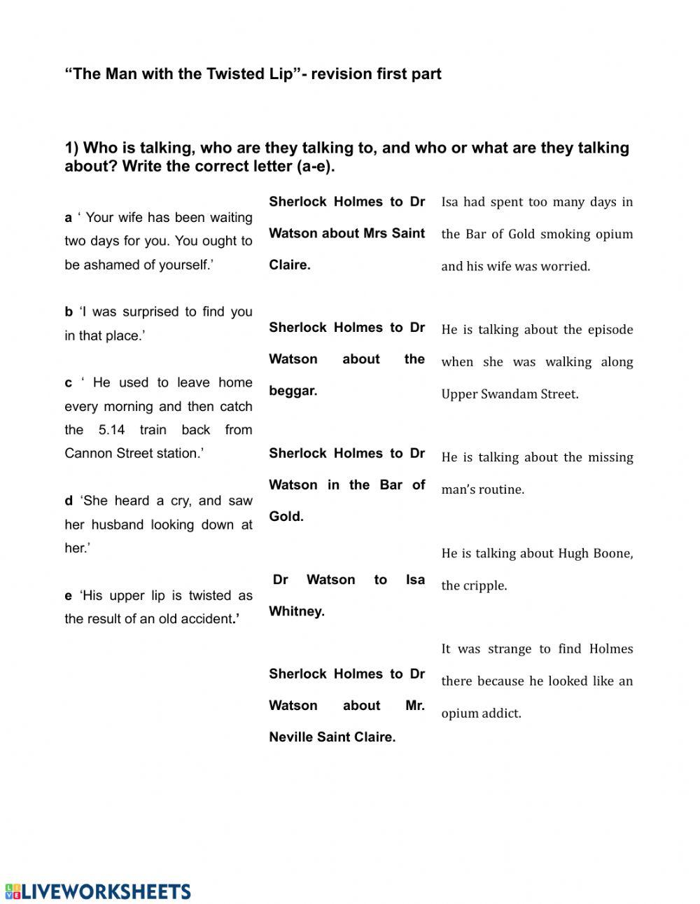 The Man with the Twisted Lip- part 1