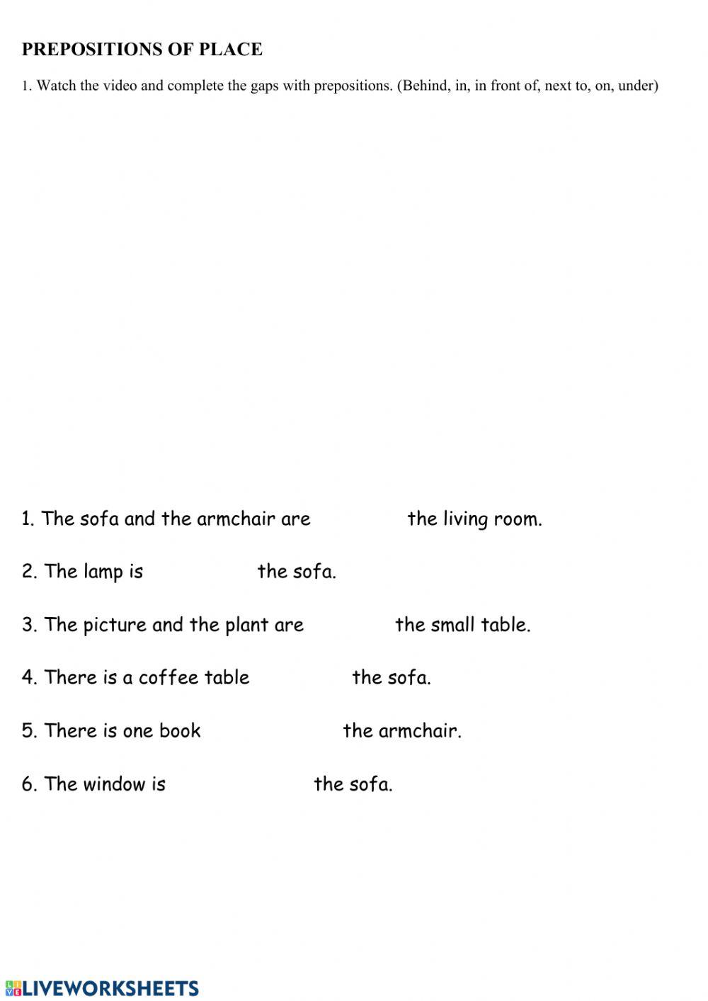 Prepositions of place