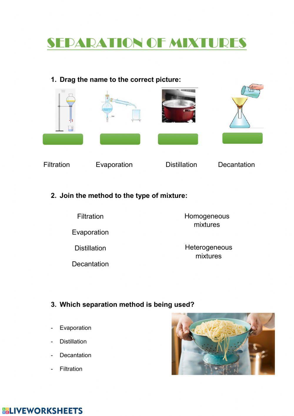 Separation of mixtures