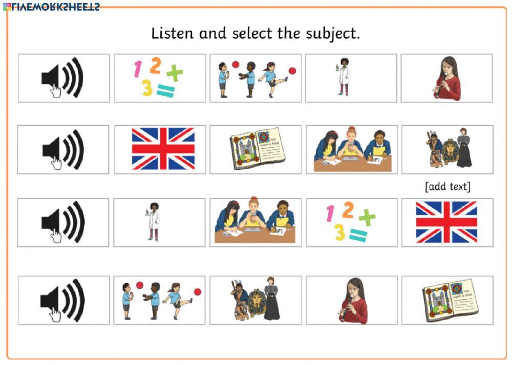 School Subjects Listening